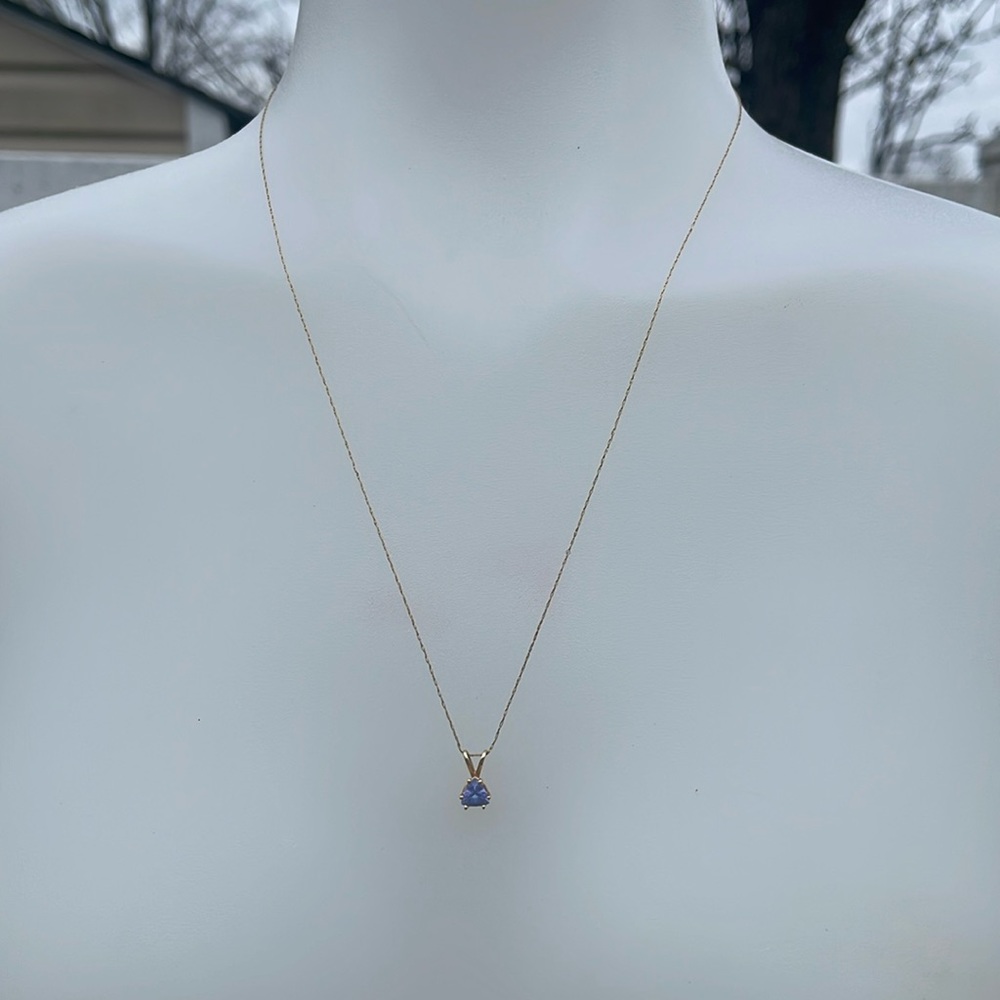 14kt Yellow Gold Tanzanite Triangle pendant and necklace